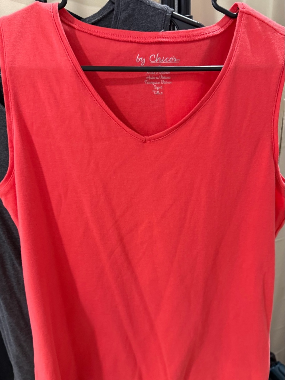 Chico’s Women’s Tank Tops Size 2 L 100% Cotton V-Neck Set of 3 - Picture 4 of 7